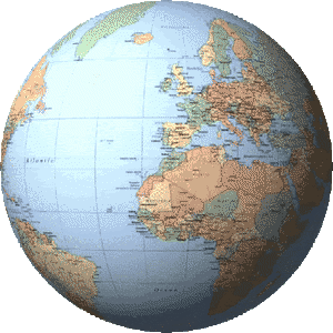 Mappamondo animato, simbolo della relazione tra i luoghi della Terra e il tema natale